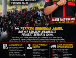GRIB Jaya Buka Suara soal Aksi 26 Agustus: Pertambangan Jambi Harus Diaudit, Jangan Hanya Jadi Bisnis Segelintir Orang. Ketua DPD GRIB JAMBI : Periksa Gubernur Jambi, Rakyat semakin menderita Pejabat semakin Kaya.